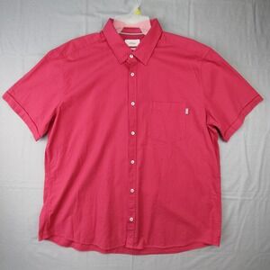 s.Oliver Button Down Shirt Mens XXL Pink Regular Fit Short Sleeve Texture Pocket